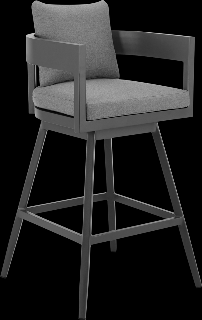 Outdoor Leeton Gray Swivel Barstool - Thumbnail - Image 1