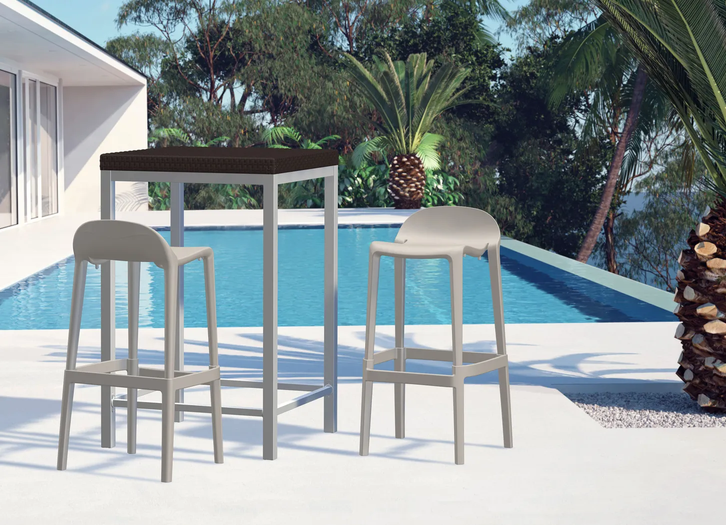 Outdoor Lulia Gray Barstool, Set of 2 - Thumbnail - Image 2