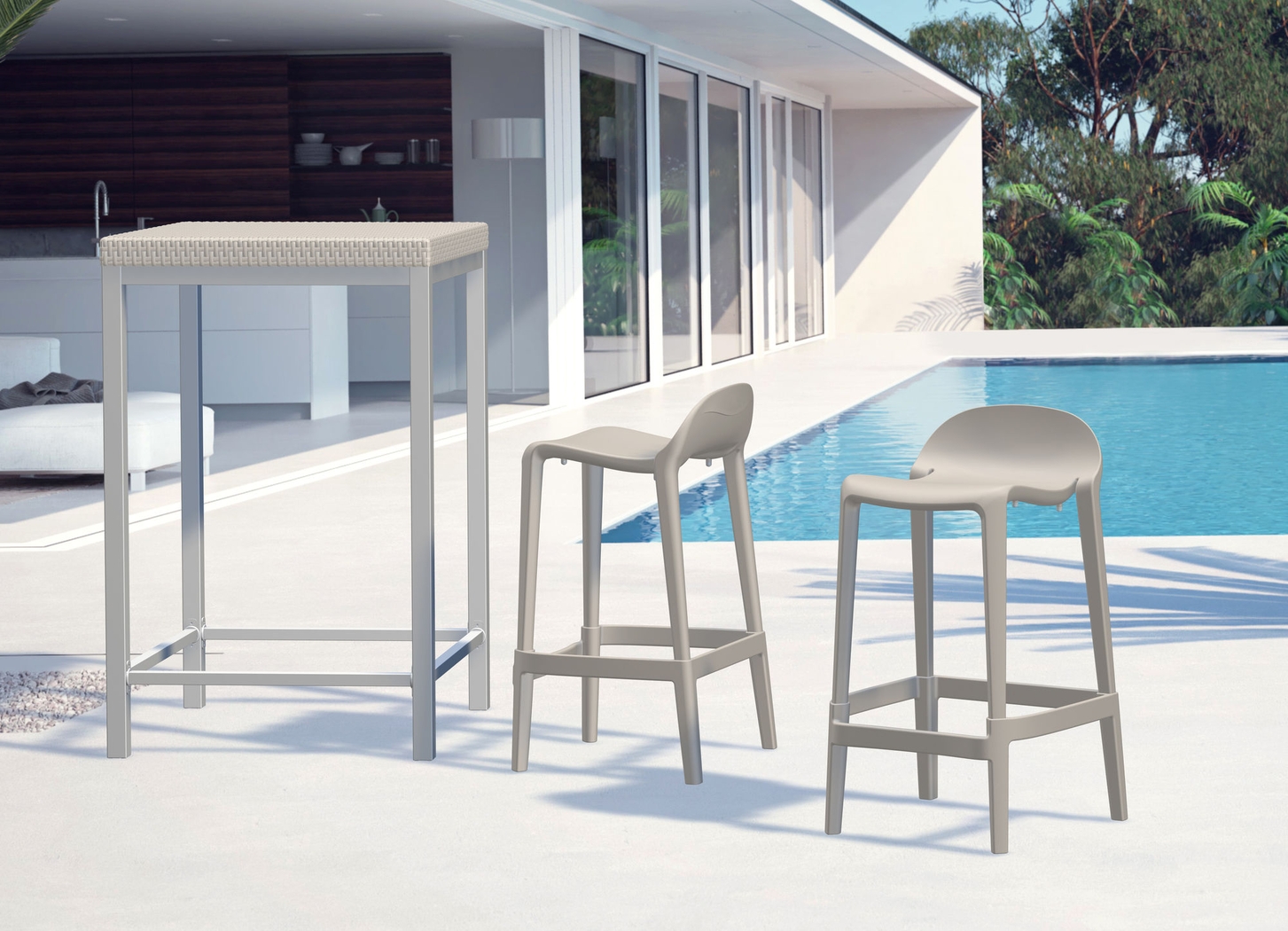 Outdoor Lulia Gray Counter Stool, Set of 2 - Thumbnail - Image 2