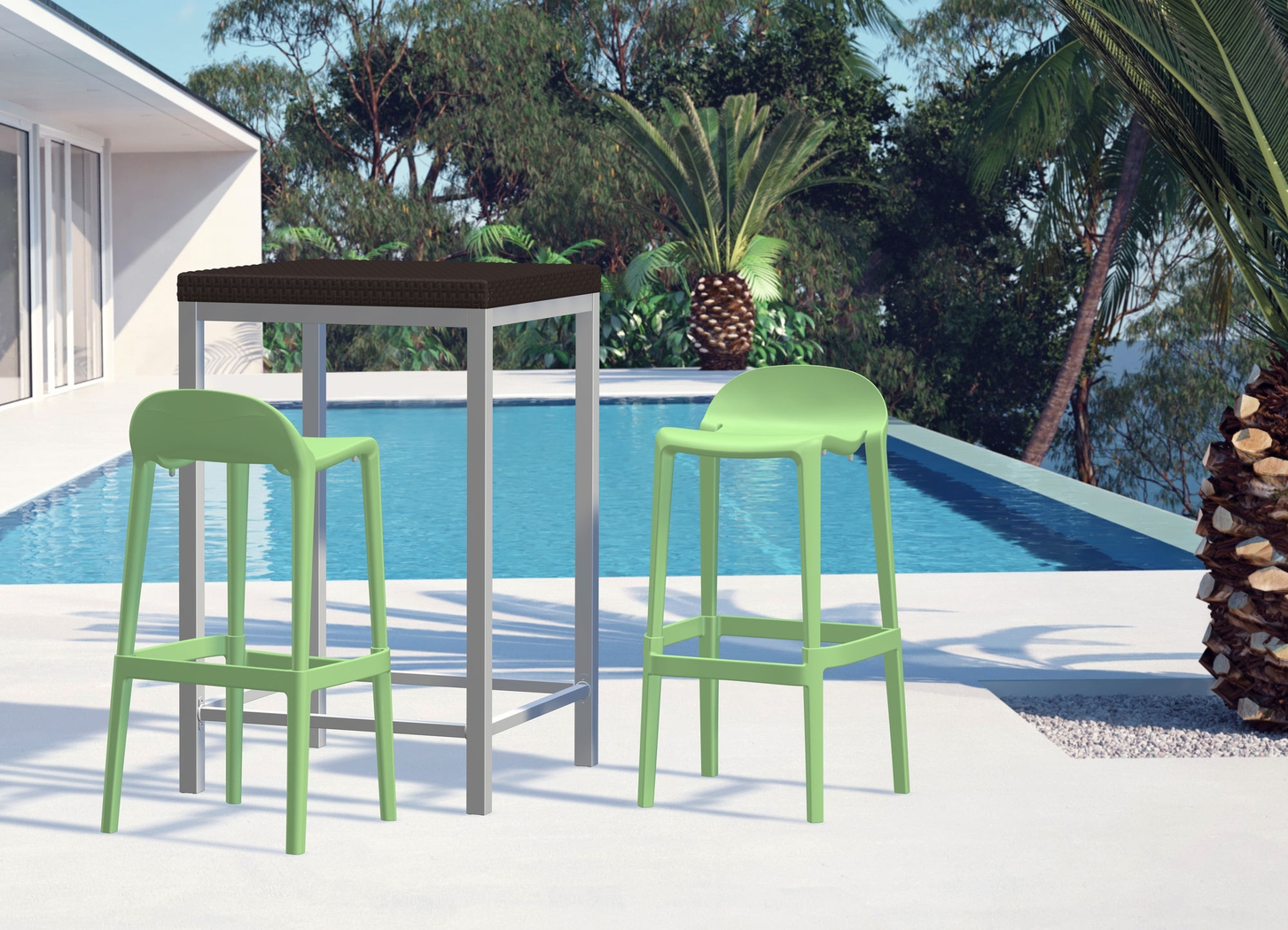 Outdoor Lulia Green Barstool, Set of 2 - Thumbnail - Image 8