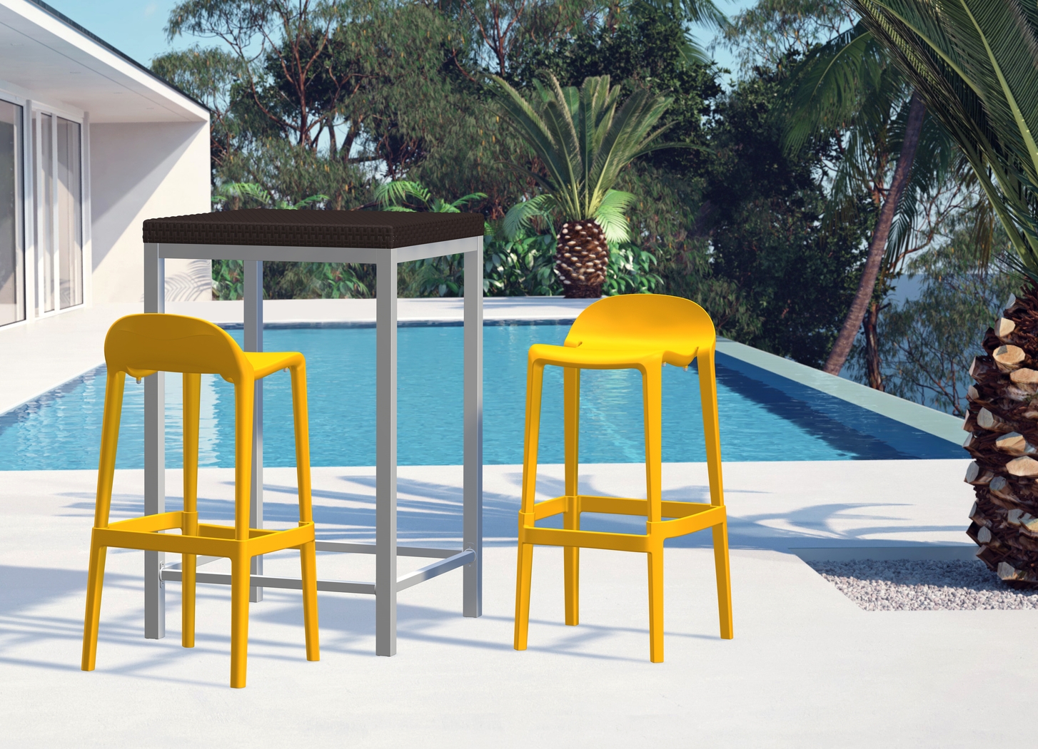 Outdoor Lulia Orange Barstool, Set of 2 - Thumbnail - Image 2