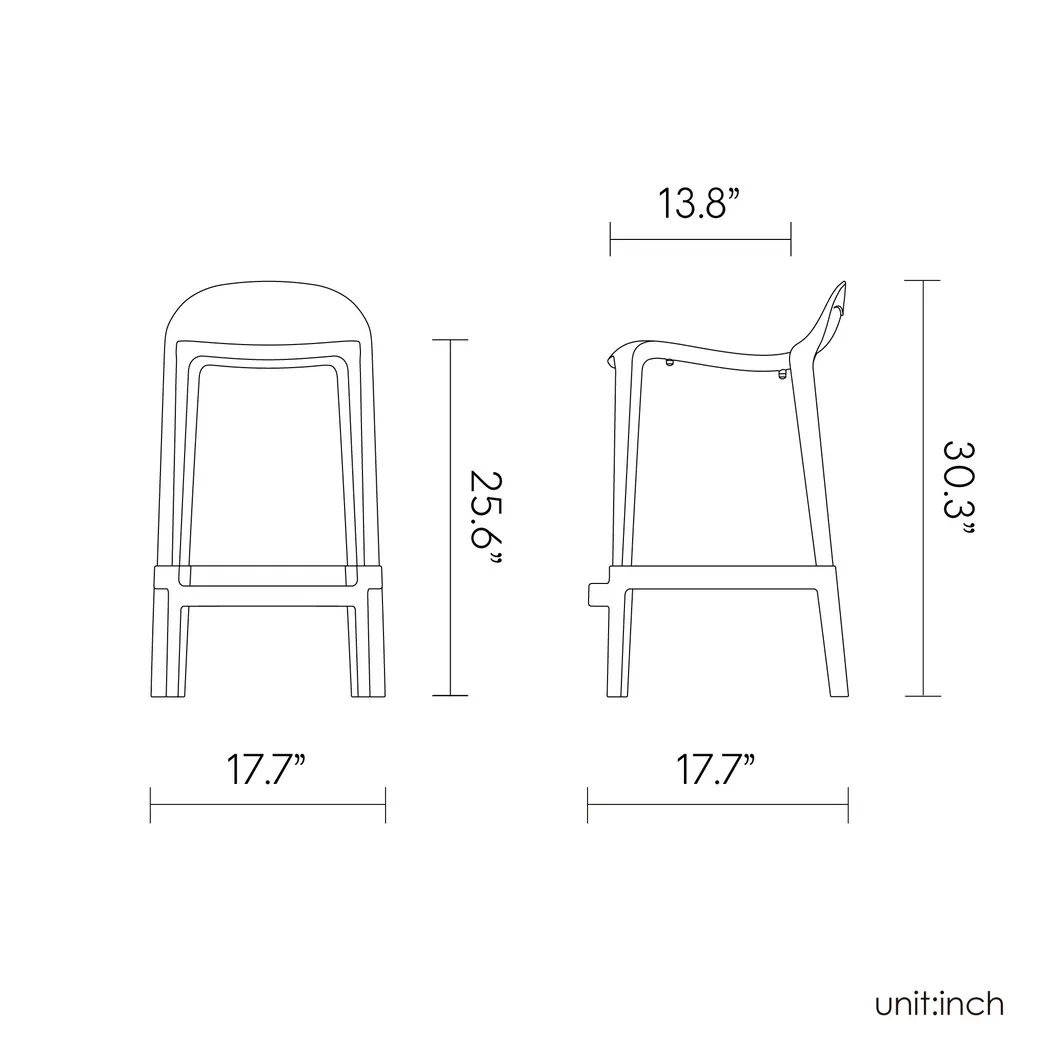 Outdoor Lulia Orange Counter Stool, Set of 2 - Thumbnail - Image 9