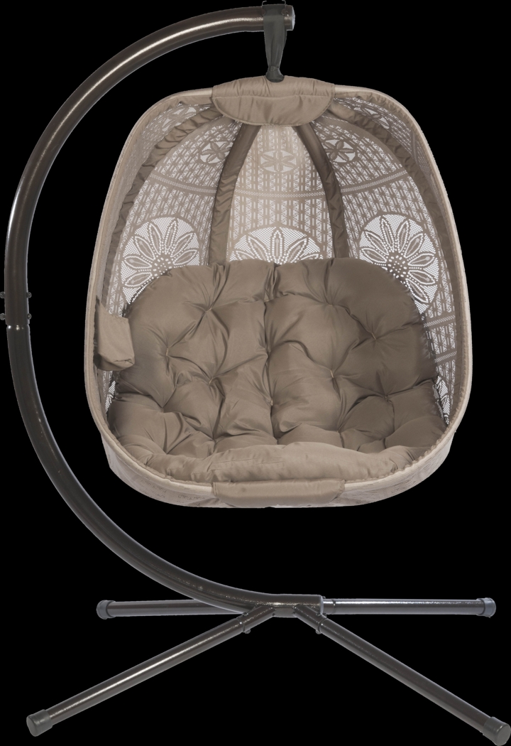 Outdoor Maquel Beige Hanging Egg Chair - Thumbnail - Image 3