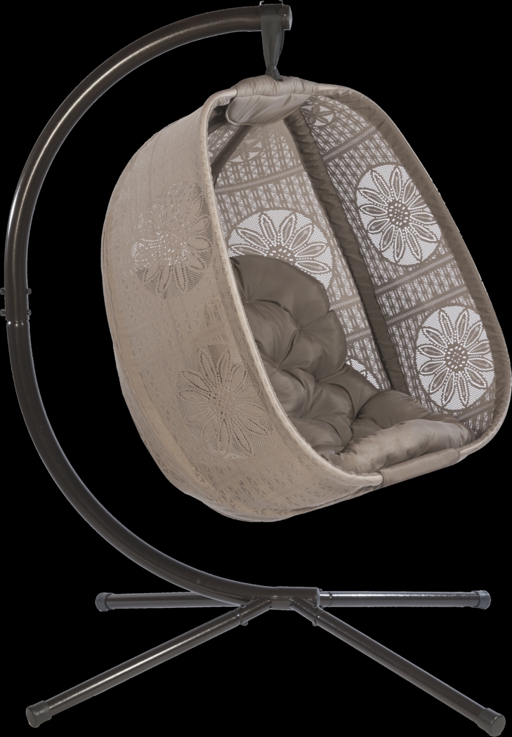 Outdoor Maquel Beige Hanging Egg Chair - Thumbnail - Image 5