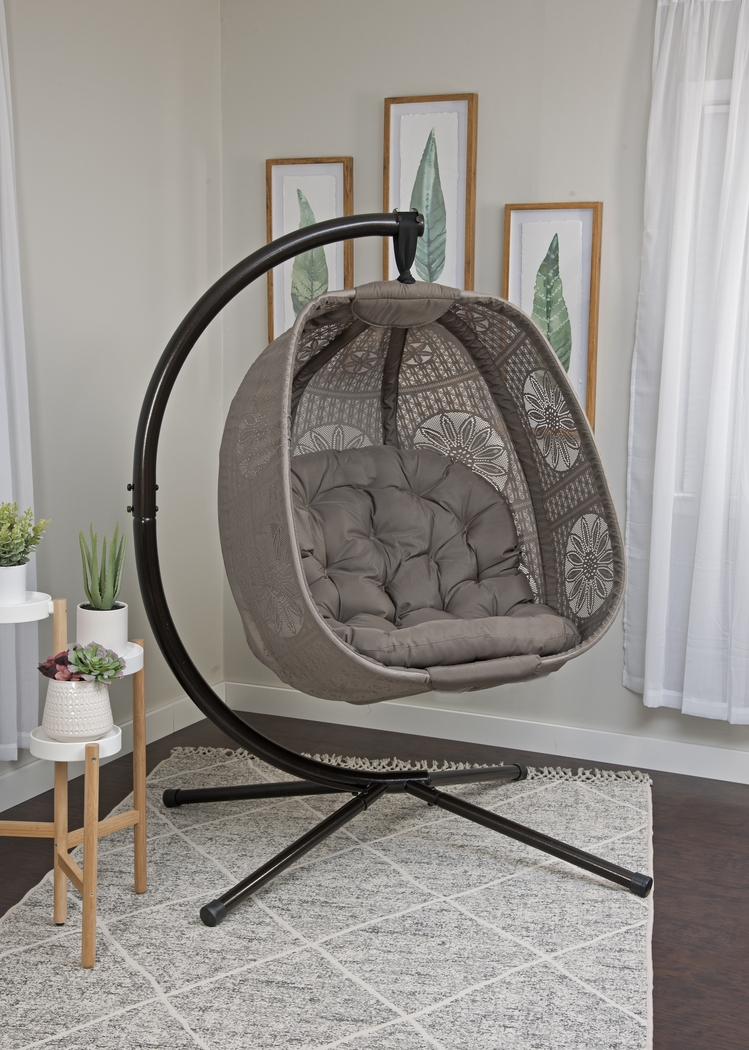 Outdoor Maquel Beige Hanging Egg Chair - Thumbnail - Image 6