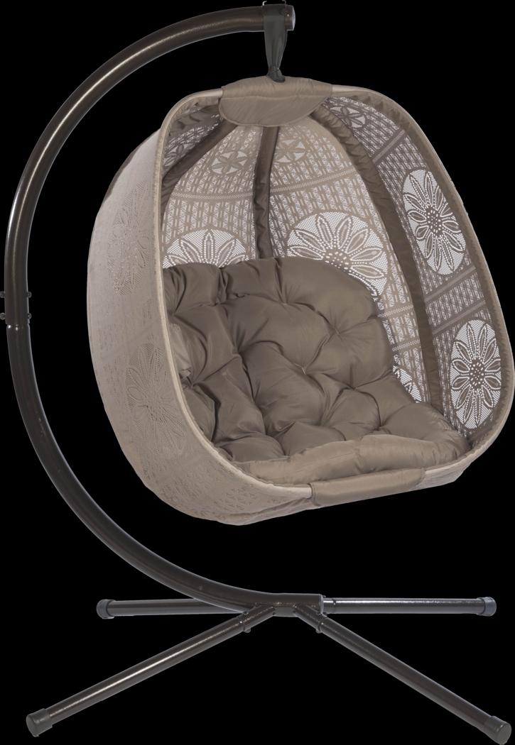 Outdoor Maquel Beige Hanging Egg Chair - Thumbnail - Image 1