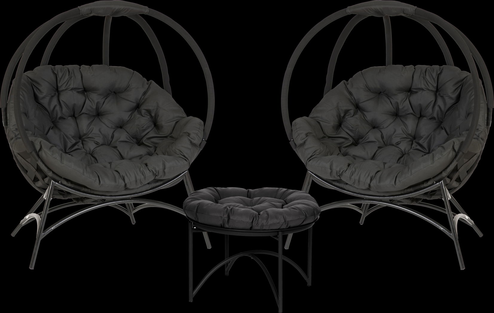 Outdoor Martim Black Conversation Set, Set of 3 - Thumbnail - Image 1