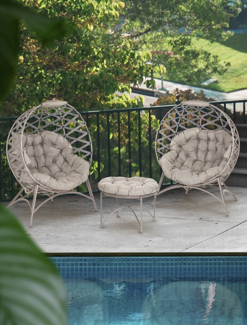 Outdoor Maureo Beige Conversation Set, Set of 3 - Thumbnail - Image 3