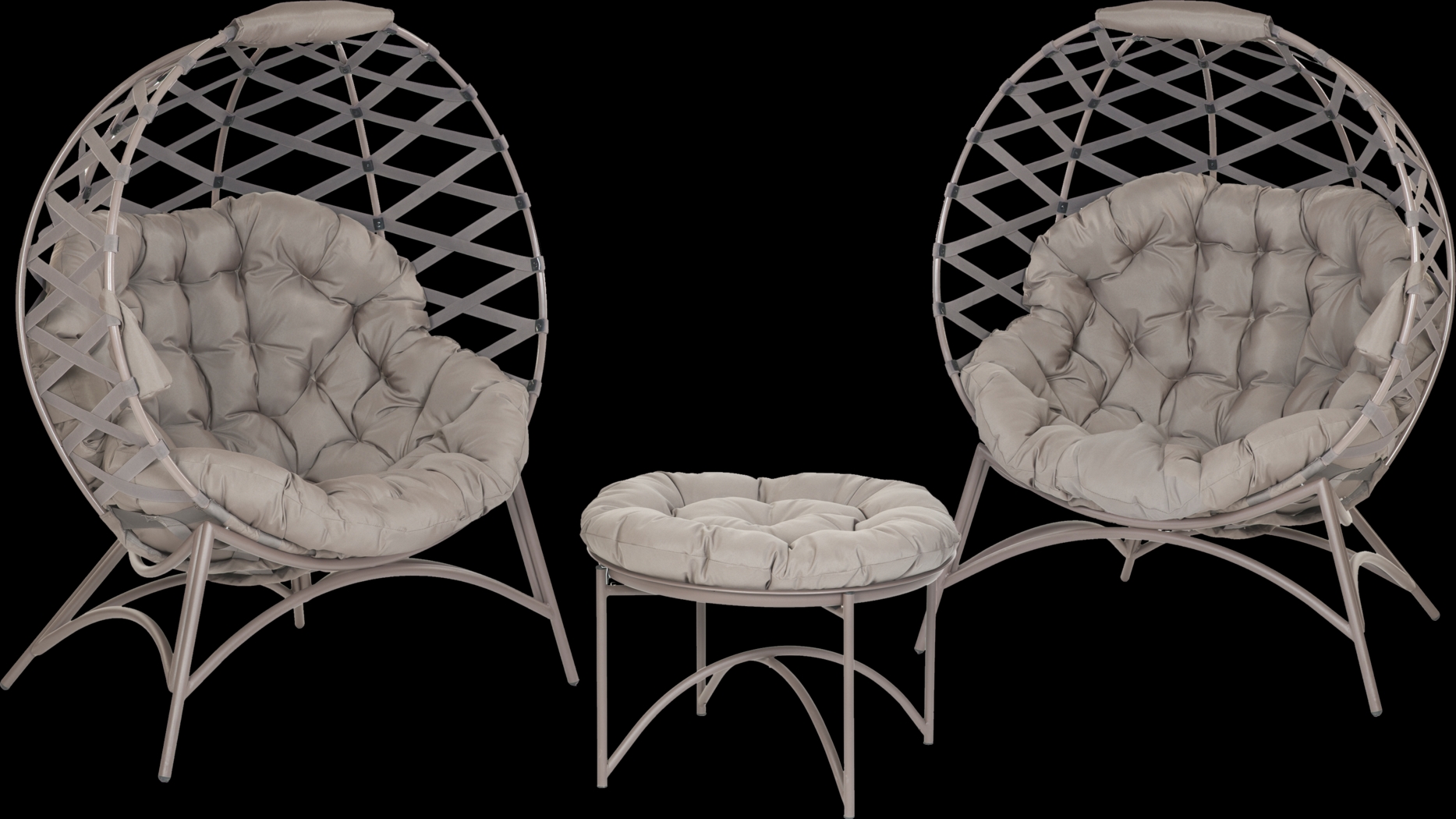 Outdoor Maureo Beige Conversation Set, Set of 3 - Thumbnail - Image 1