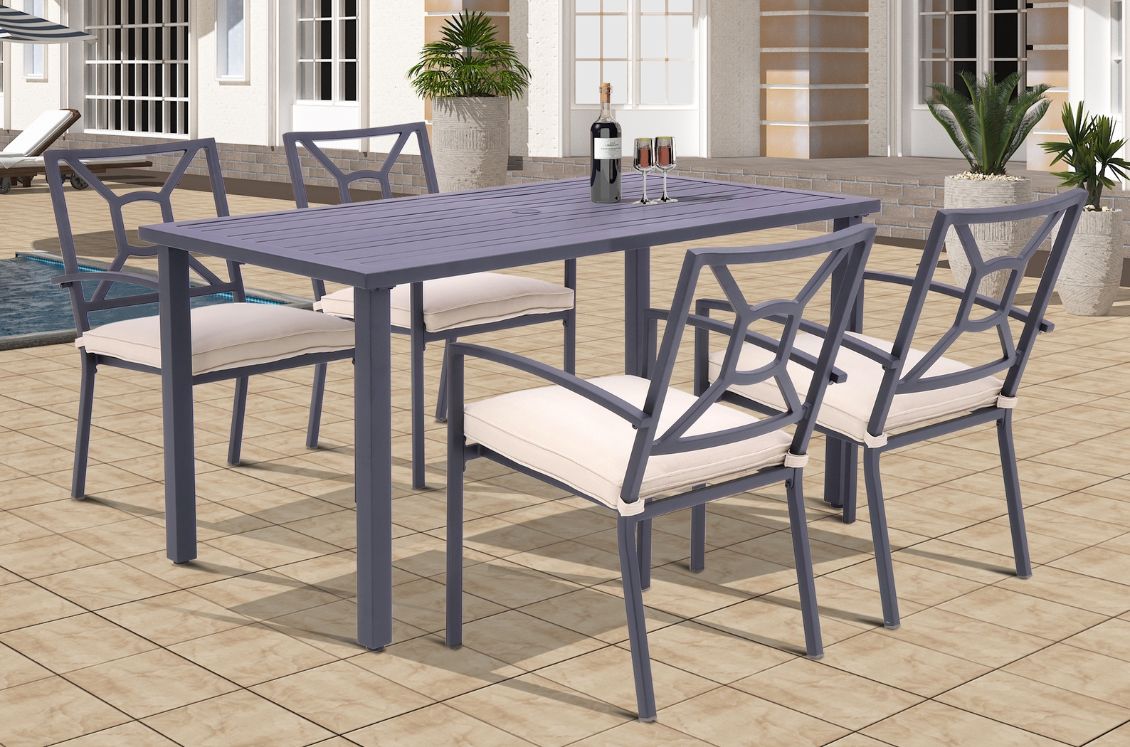 Outdoor Miloen Rectangular Black Dining Table - Thumbnail - Image 8