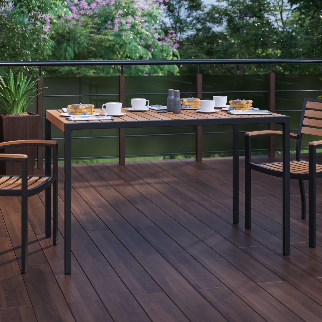 Outdoor Renoldor Brown Rectangular Dining Table - Thumbnail - Image 6