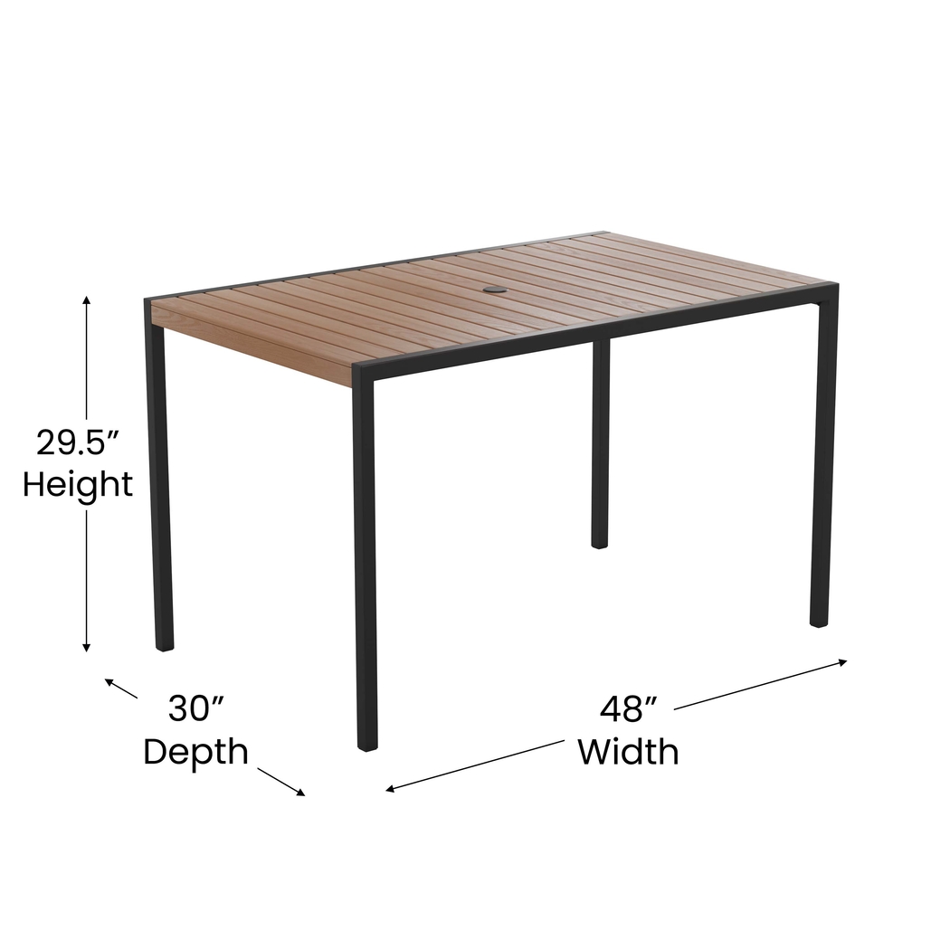 Outdoor Renoldor Brown Rectangular Dining Table - Thumbnail - Image 8