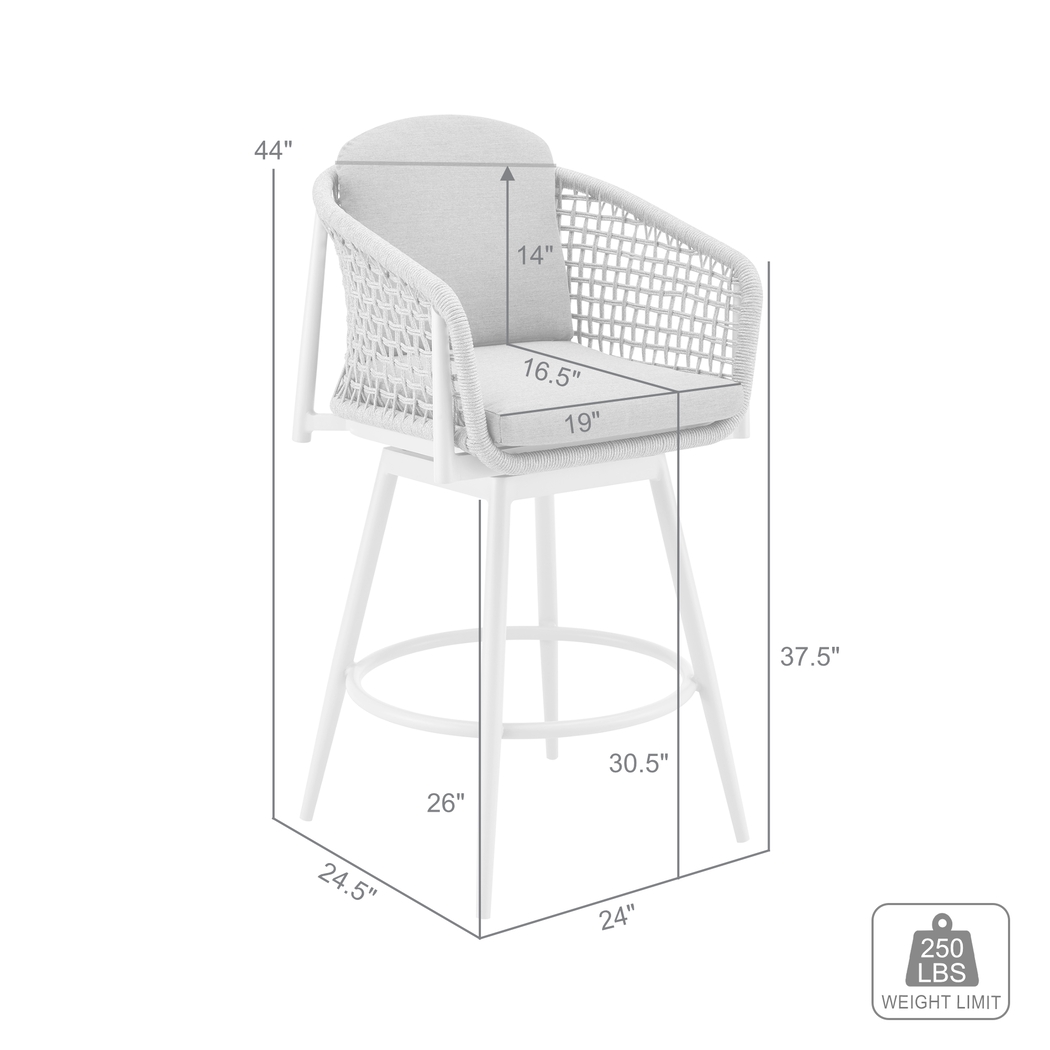 Outdoor Rowding Gray Swivel Barstool - Thumbnail - Image 12