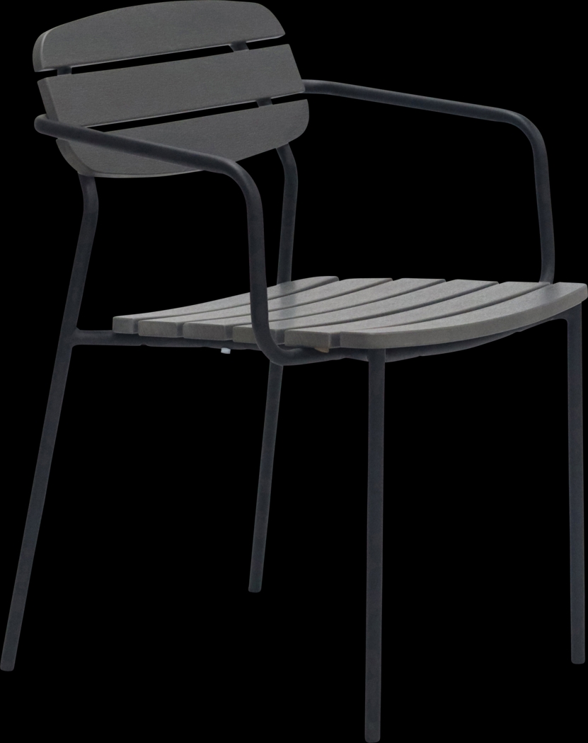 Outdoor Rufiny Dark Gray Arm Chair, Set of 2 - Thumbnail - Image 3