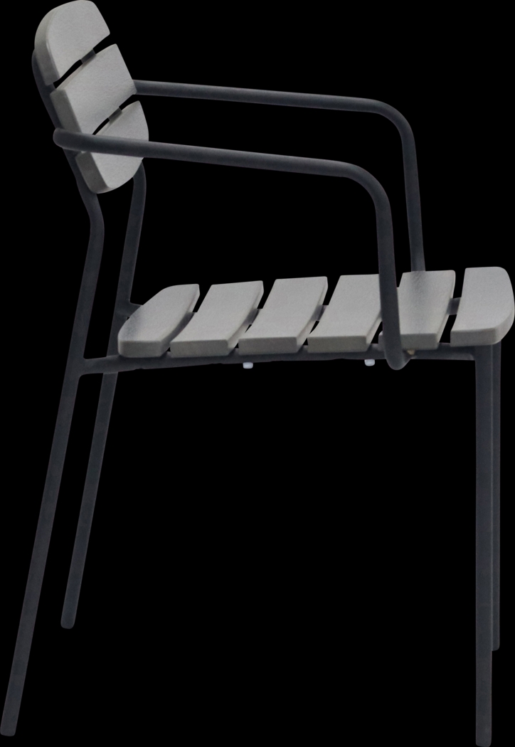 Outdoor Rufiny Dark Gray Arm Chair, Set of 2 - Thumbnail - Image 4