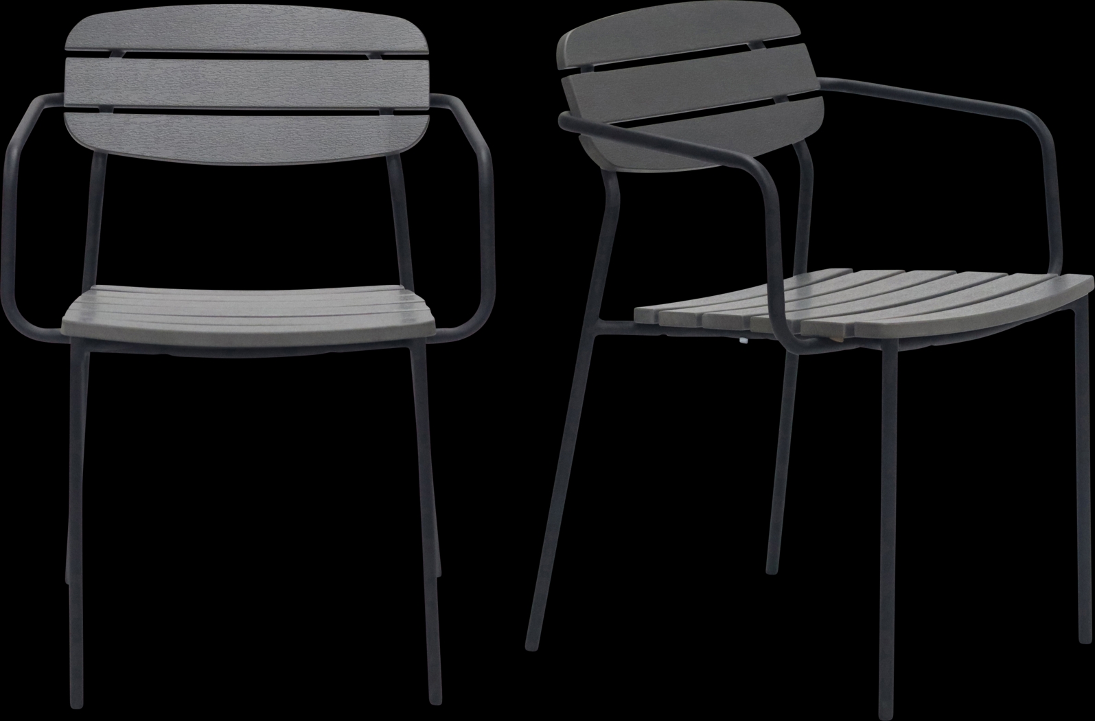 Outdoor Rufiny Dark Gray Arm Chair, Set of 2 - Thumbnail - Image 1