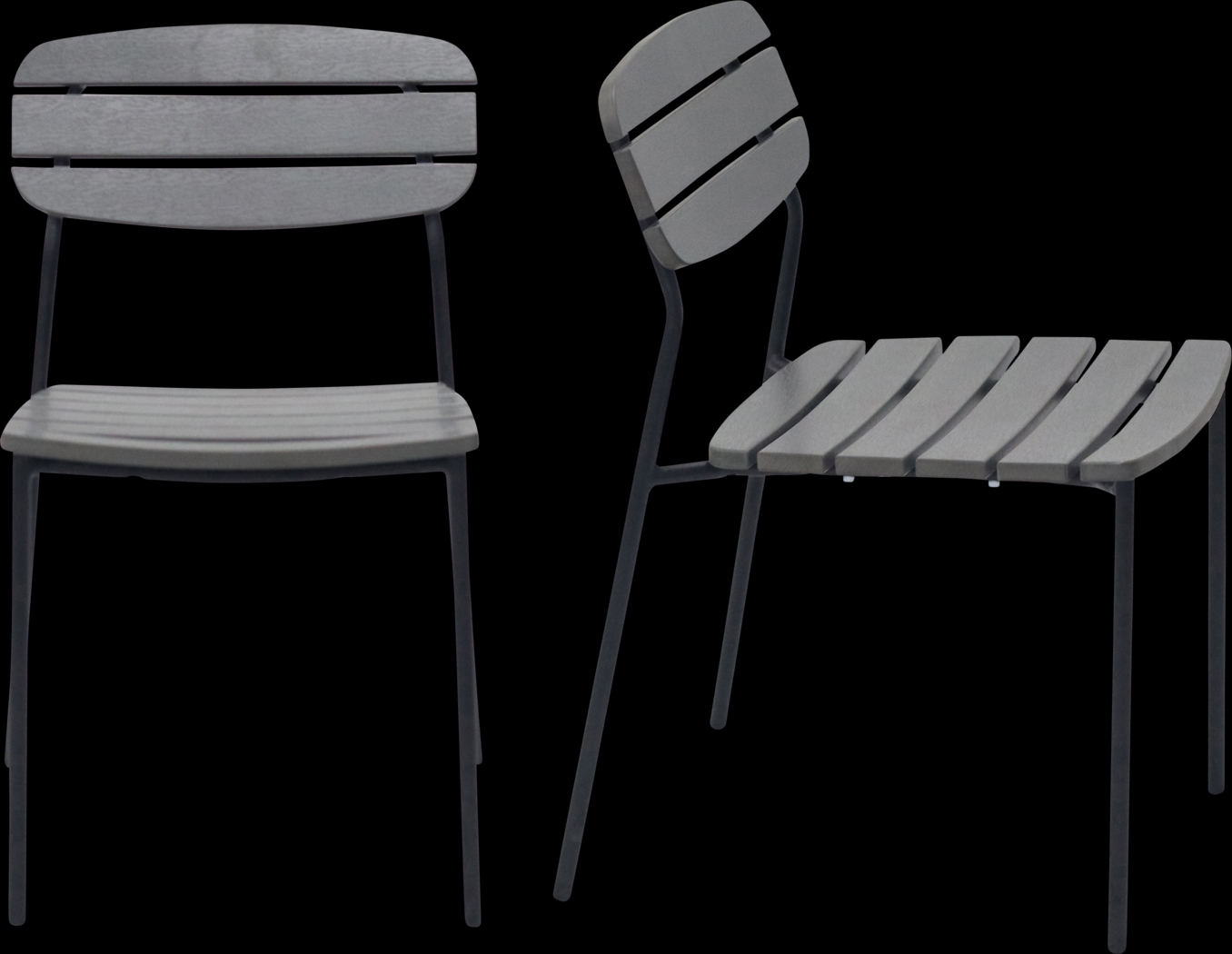 Outdoor Rufiny Dark Gray Side Chair, Set of 2 - Thumbnail - Image 1