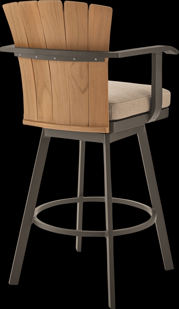 Outdoor Sallodge Brown Swivel Barstool - Thumbnail - Image 4