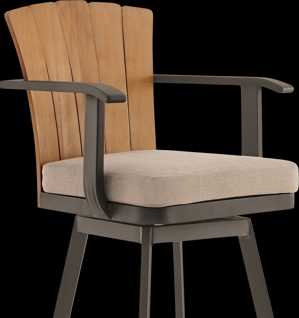 Outdoor Sallodge Brown Swivel Barstool - Thumbnail - Image 5