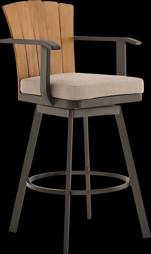 Outdoor Sallodge Brown Swivel Barstool - Thumbnail - Image 1
