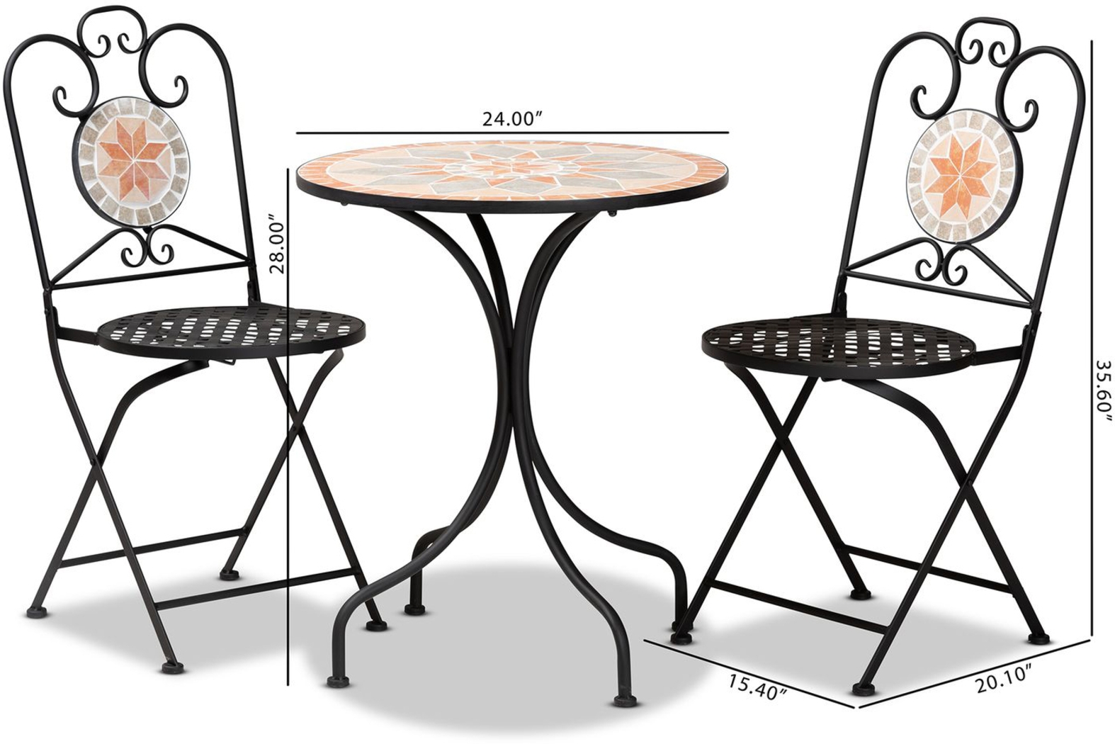 Outdoor Santison Black 3 Pc Table Set - Thumbnail - Image 10