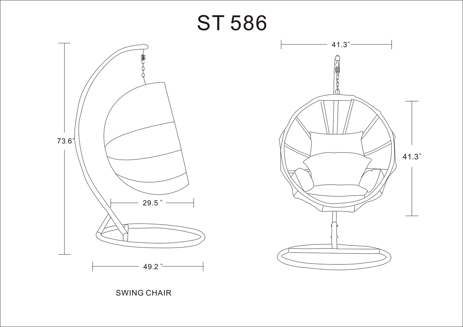 Outdoor Seahorn Cream Hanging Chair - Thumbnail - Image 7