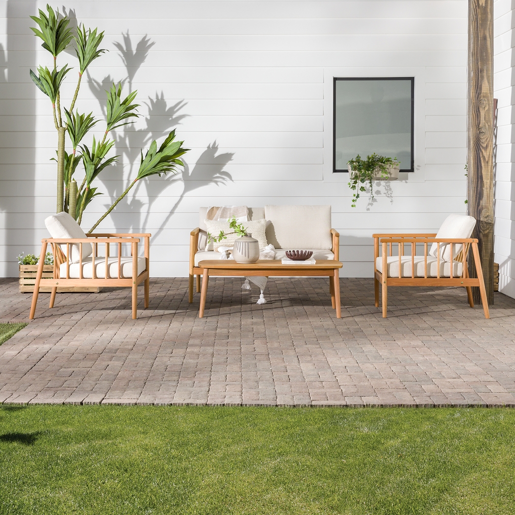 Outdoor Shellrich Coast Natural 4pc Chat Set - Thumbnail - Image 2