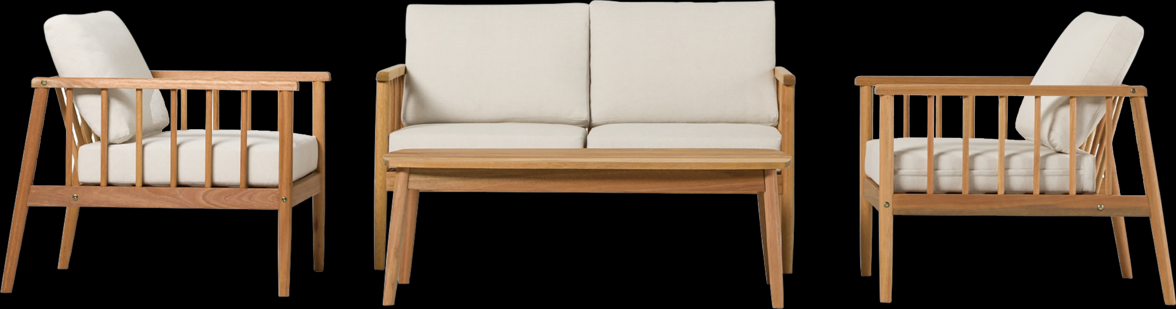 Outdoor Shellrich Coast Natural 4pc Chat Set - Thumbnail - Image 1