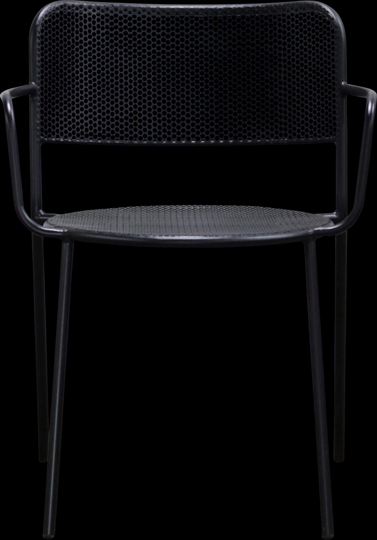 Outdoor Sherwoody Black Arm Chair, Set of 2 - Thumbnail - Image 2