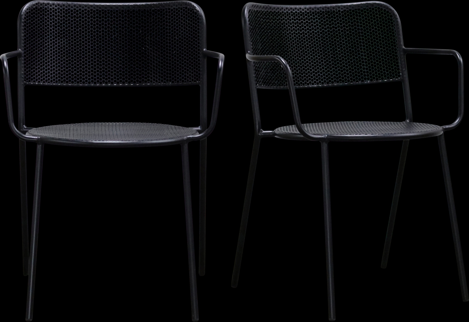 Outdoor Sherwoody Black Arm Chair, Set of 2 - Thumbnail - Image 1