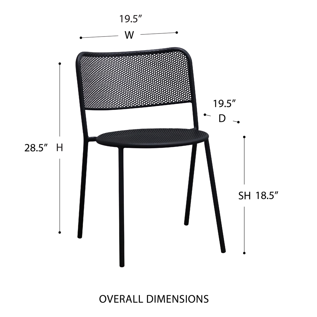 Outdoor Sherwoody Black Side Chair, Set of 2 - Thumbnail - Image 3