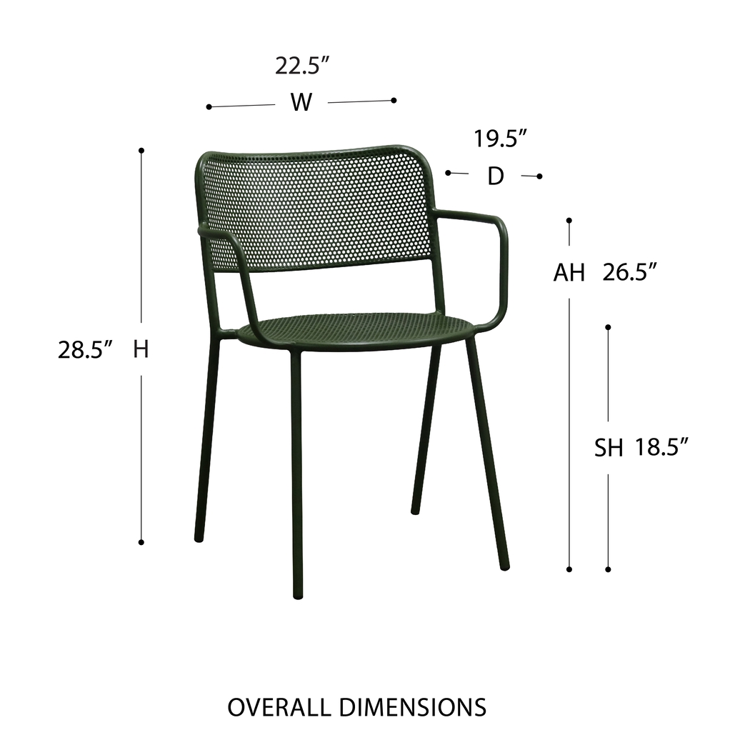 Outdoor Sherwoody Green Arm Chair, Set of 2 - Thumbnail - Image 2