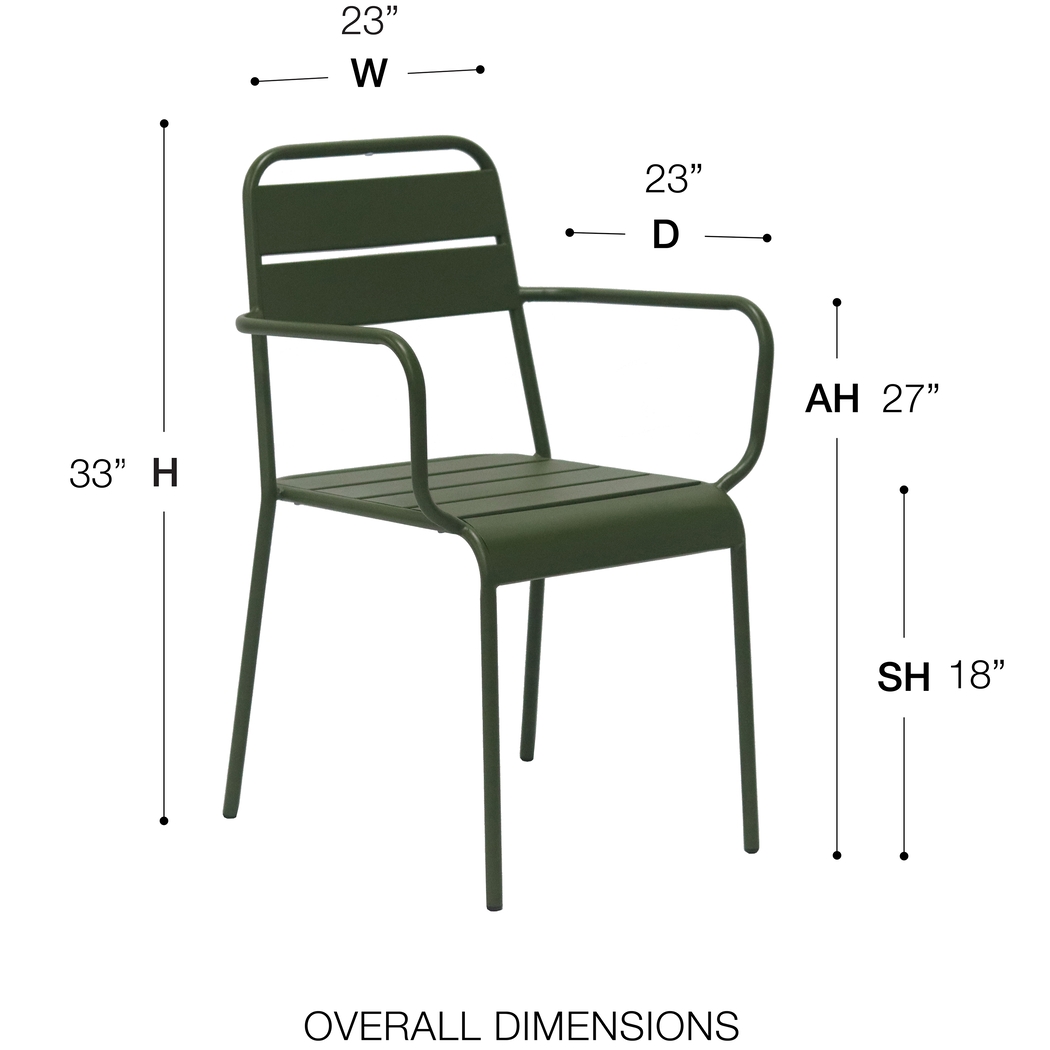 Outdoor Sowelle Green Arm Chair, Set of 2 - Thumbnail - Image 3
