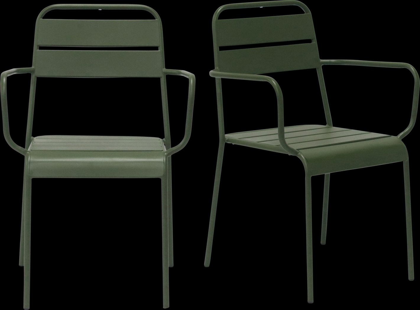 Outdoor Sowelle Green Arm Chair, Set of 2 - Thumbnail - Image 1
