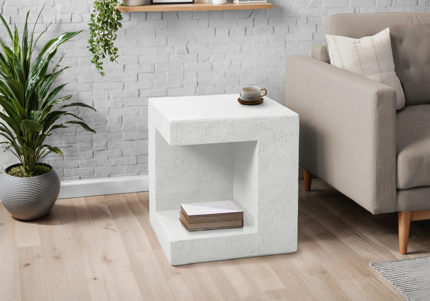 Outdoor Spheremart White End Table - Thumbnail - Image 2