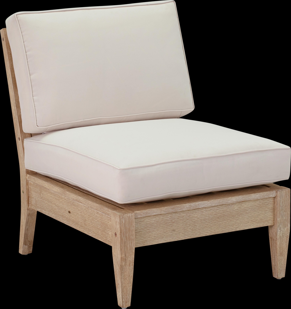 Outdoor Takena Beige Armless Chair - Thumbnail - Image 1