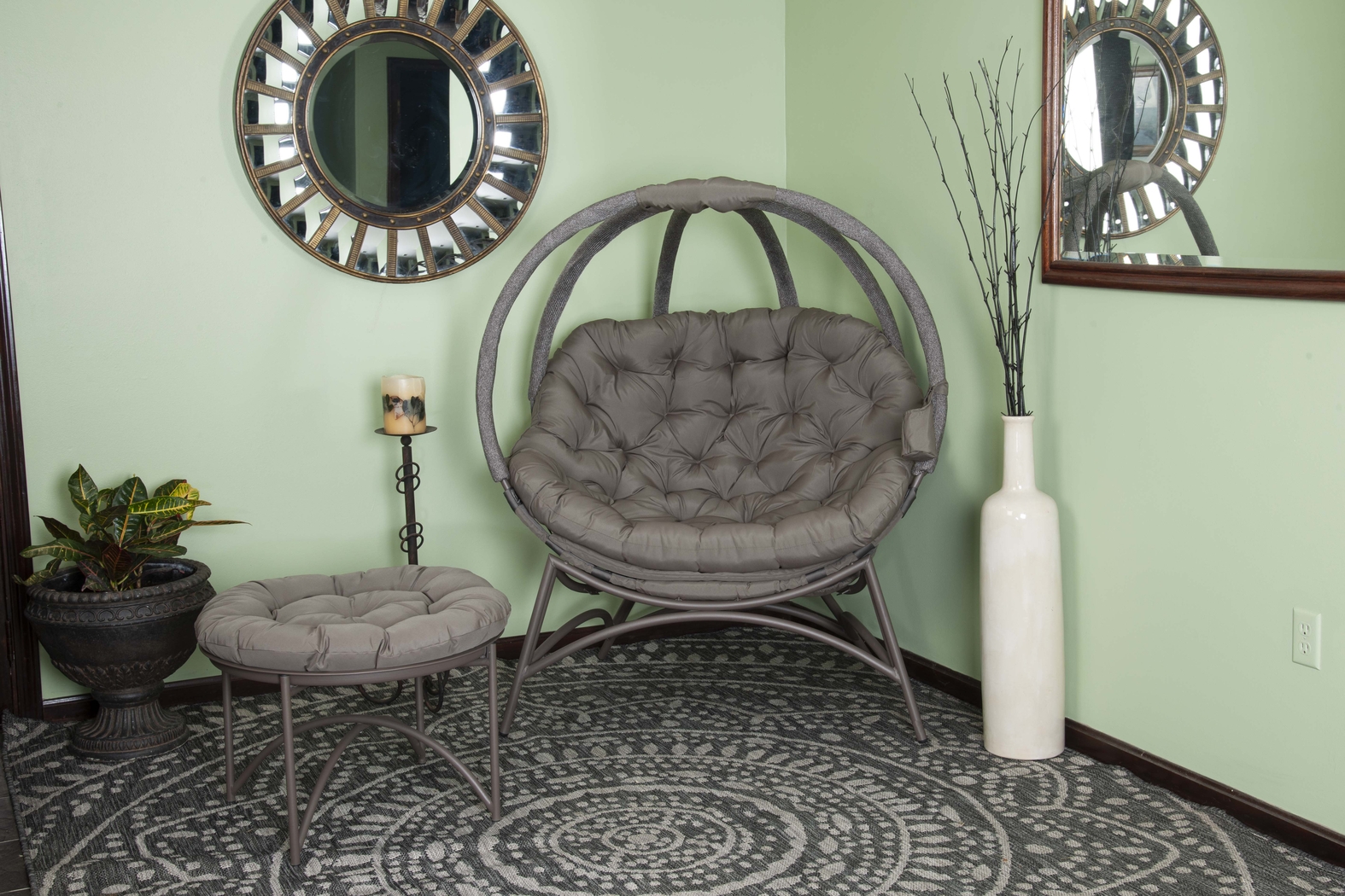 Outdoor Trumbell Beige Accent Chair - Thumbnail - Image 2