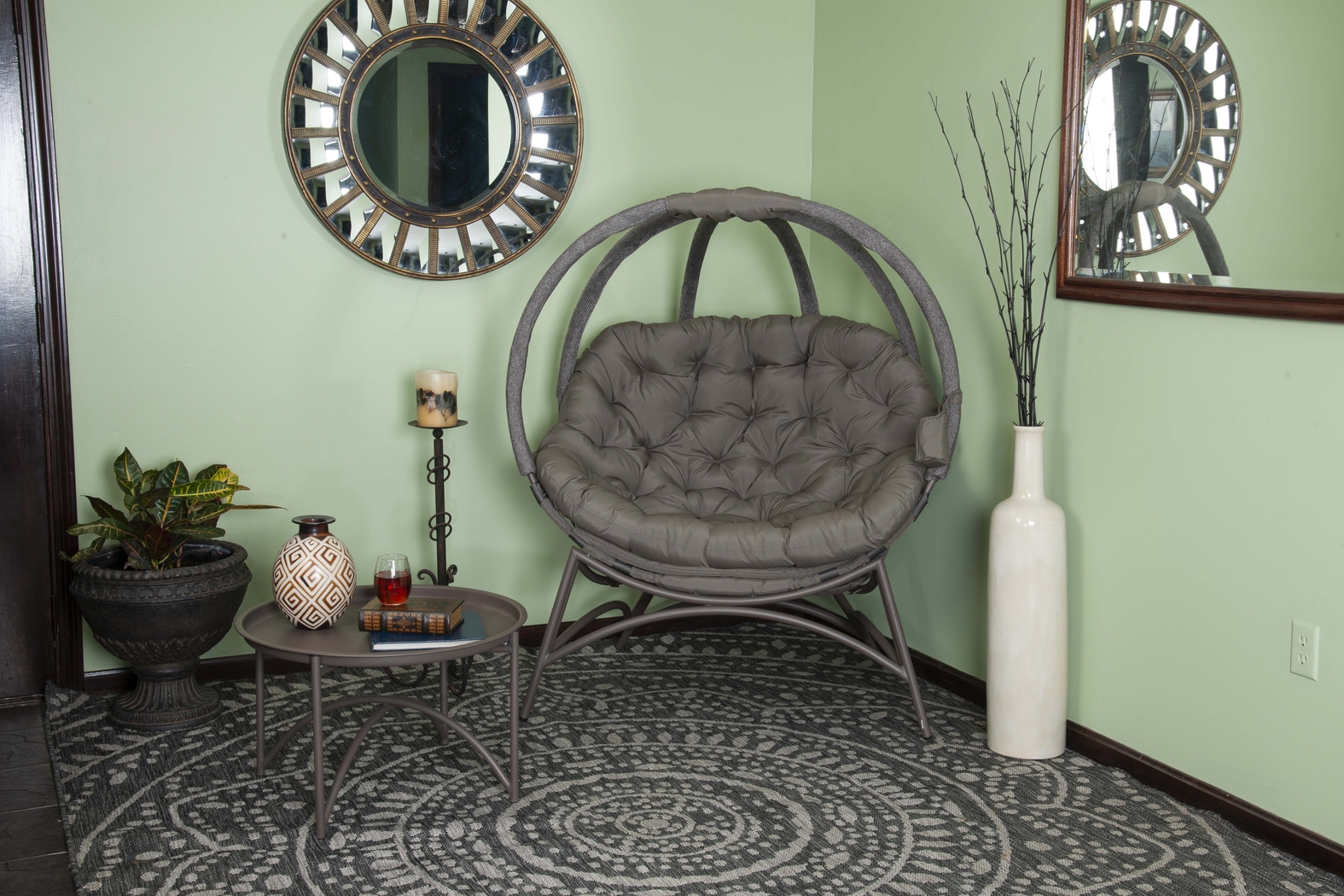 Outdoor Trumbell Beige Accent Chair - Thumbnail - Image 4