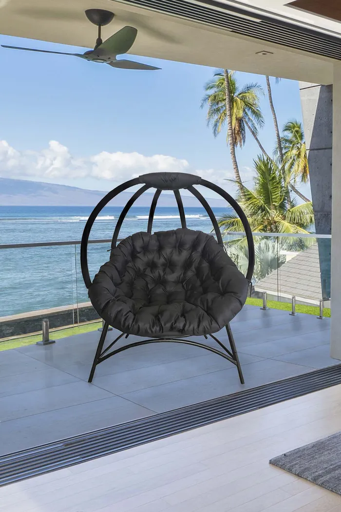 Outdoor Trumbell Black Accent Chair - Thumbnail - Image 3