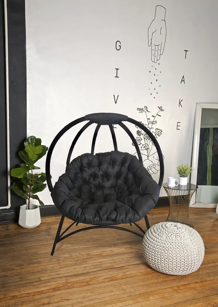 Outdoor Trumbell Black Accent Chair - Thumbnail - Image 4