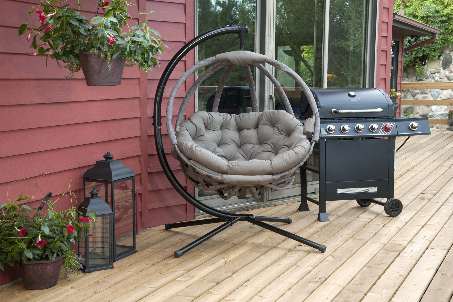 Outdoor Vanderpoel Beige Hanging Chair - Thumbnail - Image 2
