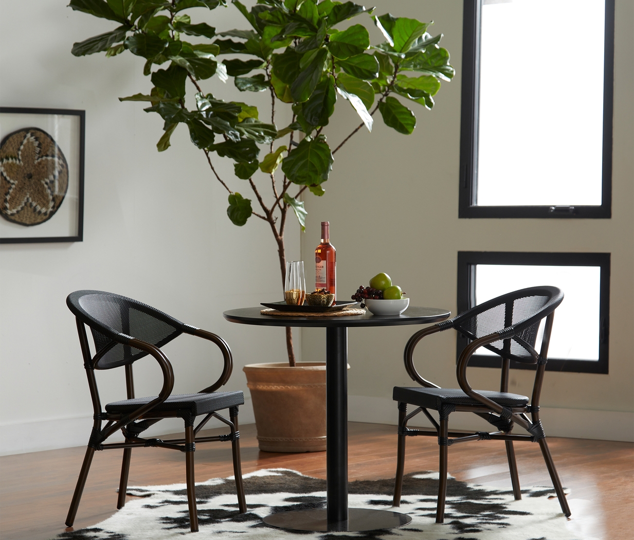 Outdoor Villepigue Black Arm Chair, Set of 2 - Thumbnail - Image 2