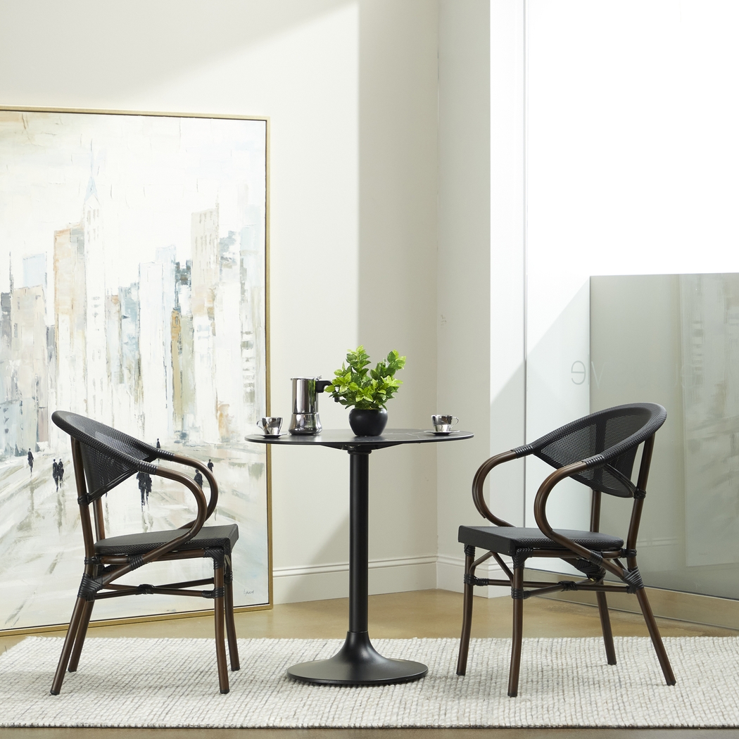 Outdoor Villepigue Black Arm Chair, Set of 2 - Thumbnail - Image 4