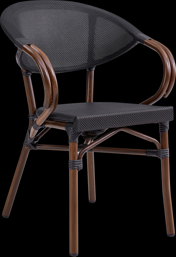 Outdoor Villepigue Black Arm Chair, Set of 2 - Thumbnail - Image 1