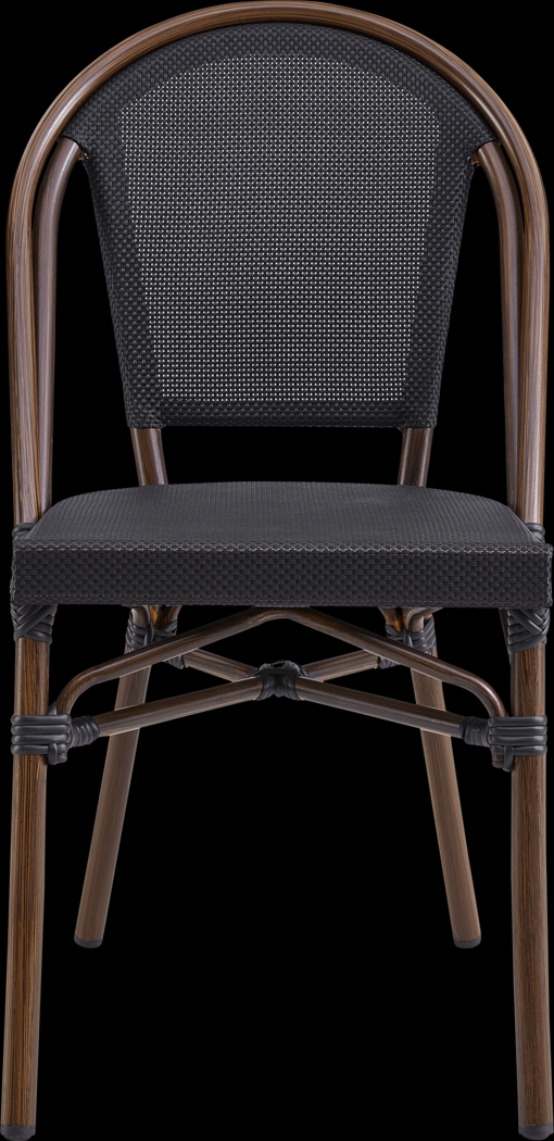 Outdoor Villepigue Black Side Chair, Set of 2 - Thumbnail - Image 3