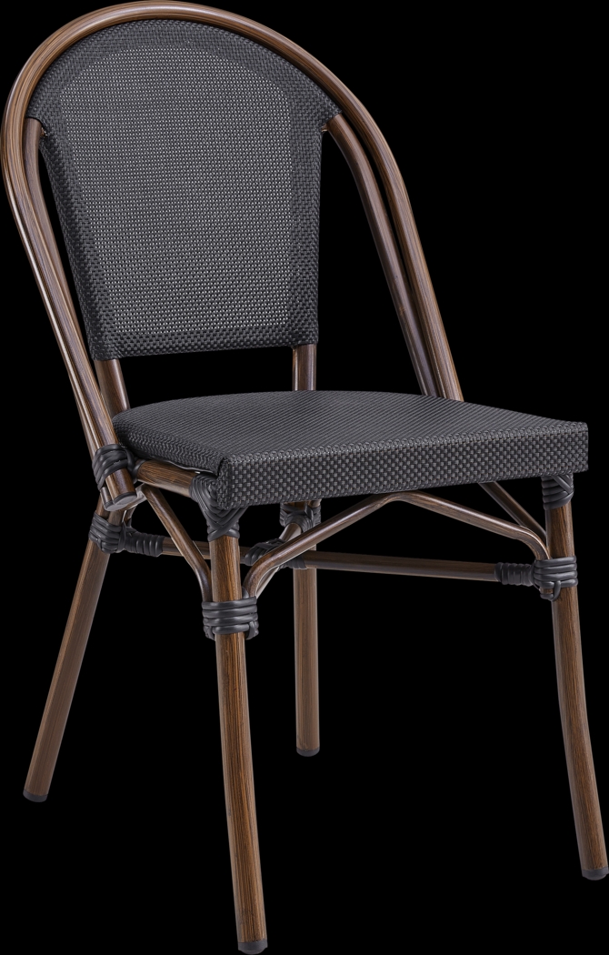 Outdoor Villepigue Black Side Chair, Set of 2 - Thumbnail - Image 4