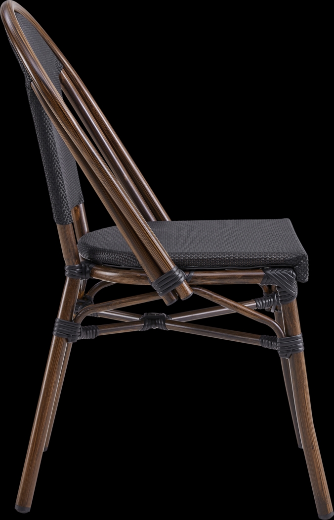 Outdoor Villepigue Black Side Chair, Set of 2 - Thumbnail - Image 5