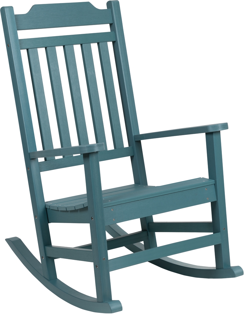 Outdoor Winnie Elle Blue Rocking Chairs and Accent Table - Thumbnail - Image 3