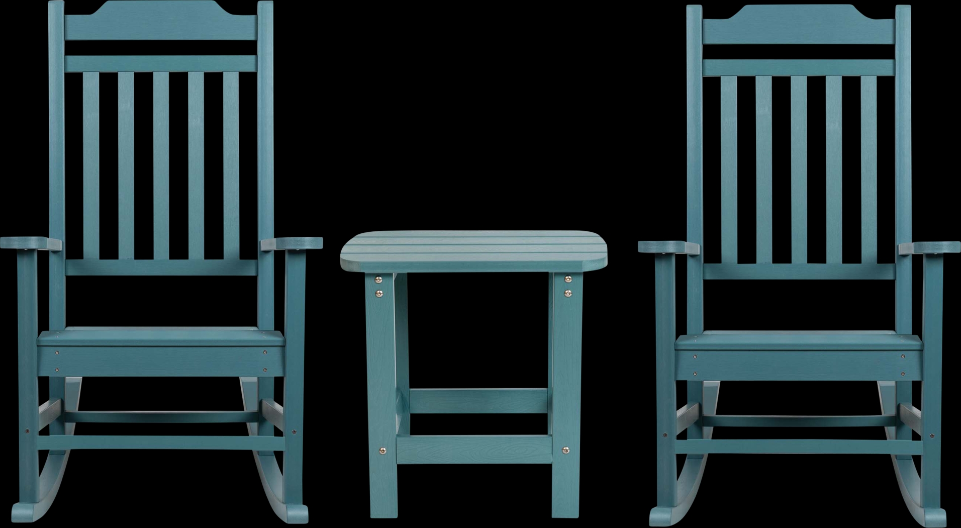 Outdoor Winnie Elle Blue Rocking Chairs and Accent Table - Thumbnail - Image 1