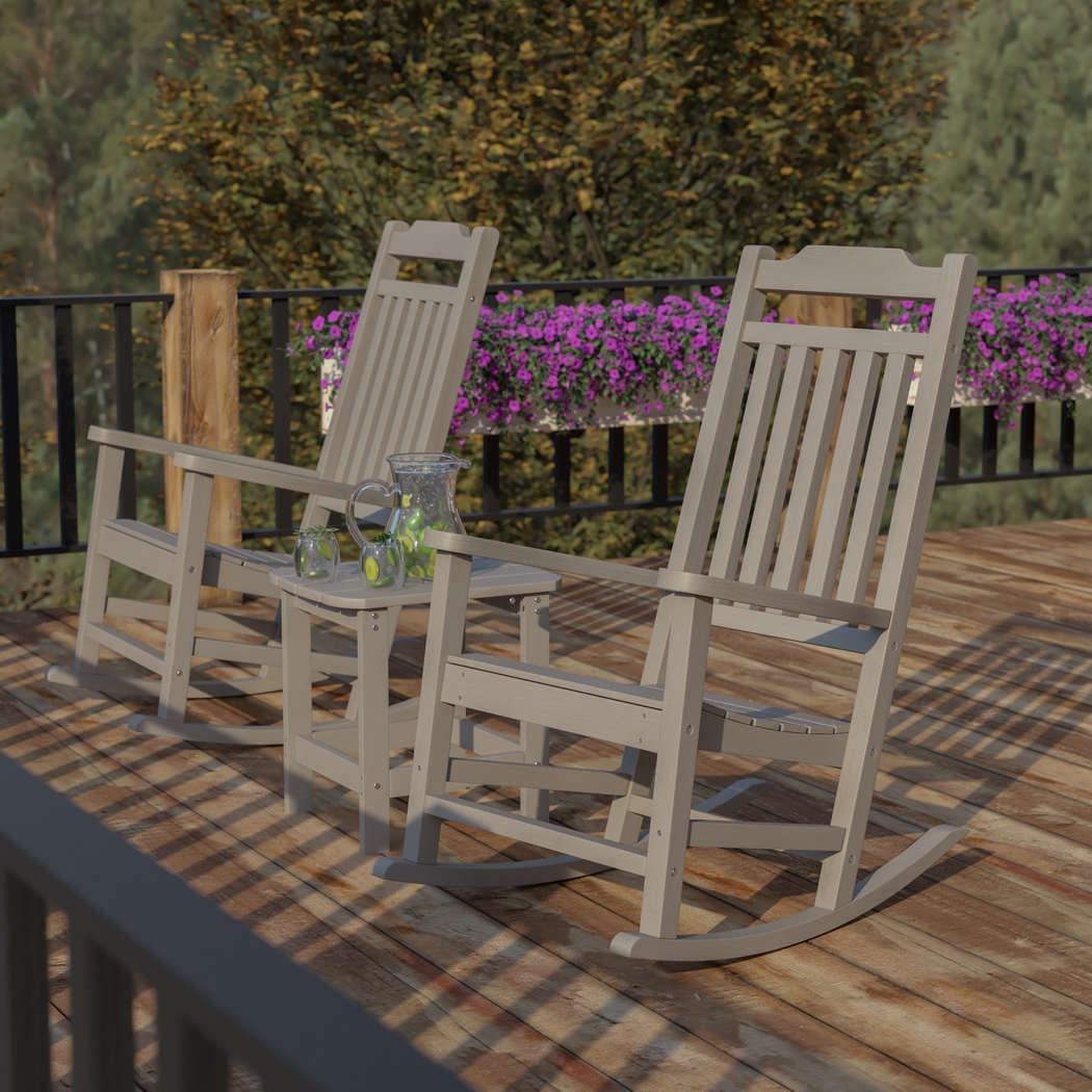 Outdoor Winnie Elle Gray Rocking Chairs and Accent Table - Thumbnail - Image 6